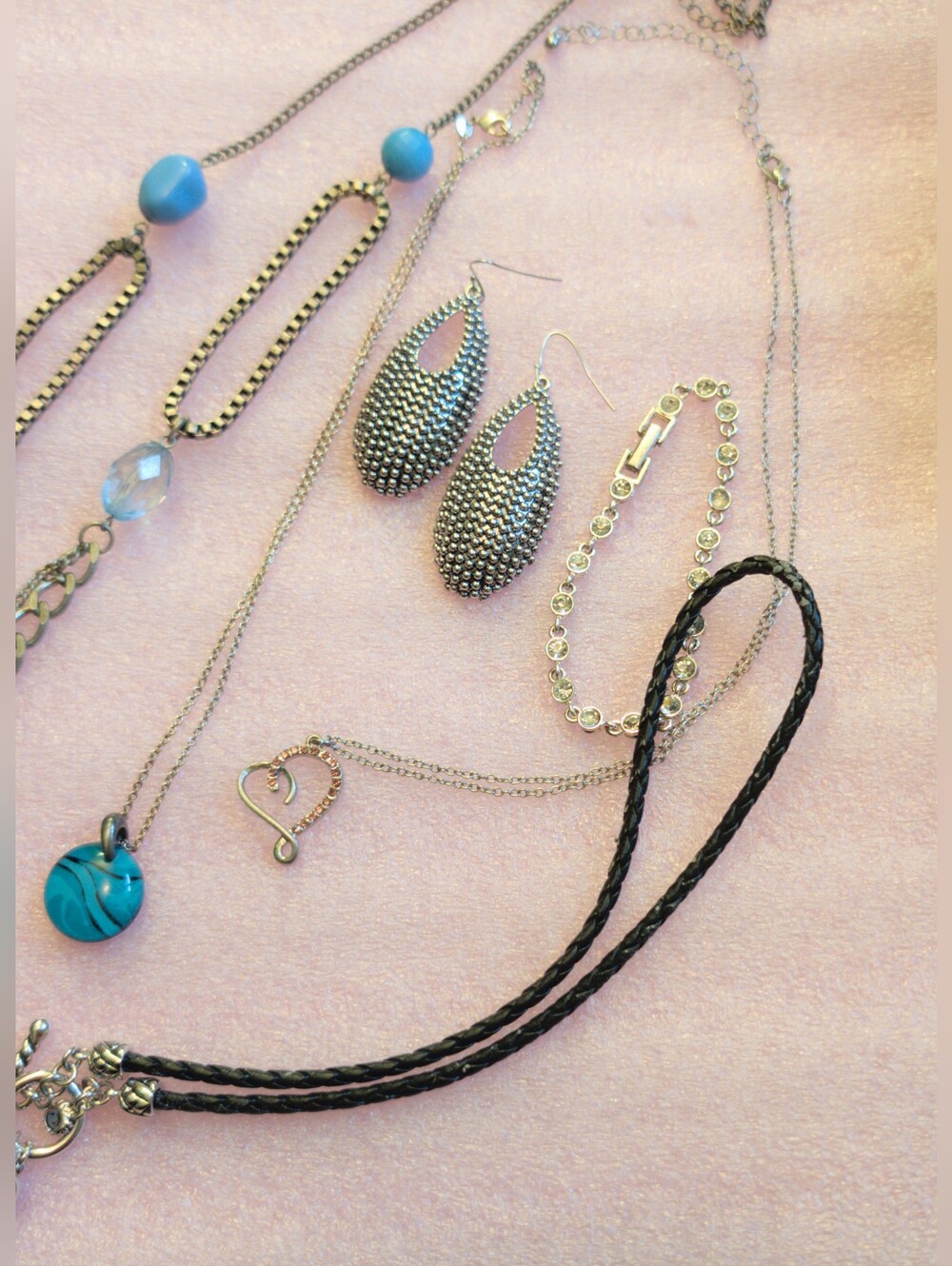 Silver Tone And Turquoise Jewelry Lot
